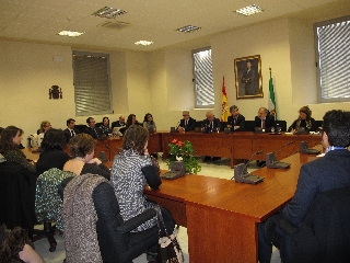 El presidente del Tribunal Supremo y del CGPJ durante la reunión con los jueces del territorio